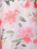 Off-White Floral Printed Satin Gown With Puff Sleeves