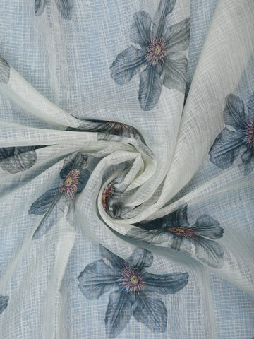 Gray Floral Printed Semi Tussar Silk Saree - Diadem