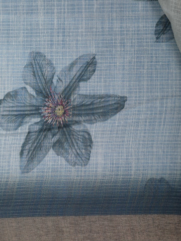 Gray Floral Printed Semi Tussar Silk Saree - Diadem
