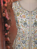 Off-White Floral and Sequin Embroidered Georgette Palazzo Suit with Dupatta