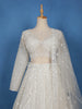 Off-White Heavy Sequins And Beads Embroidered Net Bridal Lehenga Set