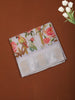 Off White Butta Printed Design Crepe Silk Saree with Floral Motif Border