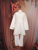 Off White Diamond Design Silk Kurta Set for Boys