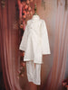 Off White Diamond Design Silk Kurta Set for Boys