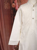 Off White Diamond Design Silk Kurta Set for Boys