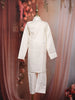 Off White Diamond Design Silk Kurta Set for Boys