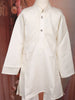 Off White Diamond Design Silk Kurta Set for Boys