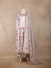 Off White Floral Design Cotton Palazzo Suit