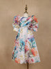 Off White Floral Design Kids Satin Gown
