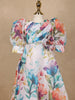 Off White Floral Design Kids Satin Gown