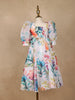 Off White Floral Design Kids Satin Gown