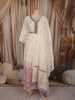Off White Floral Printed Design Cotton Anarkali Salwar Suit with Dupatta