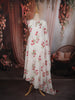 Off White Floral Printed Design Cotton Anarkali Salwar Suit with Dupatta