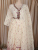 Off White Floral Printed Design Cotton Anarkali Salwar Suit with Dupatta