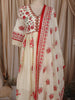 Off White Floral Printed Design Cotton Anarkali Salwar Suit with Dupatta
