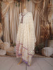 Off White Floral Printed Design Cotton Anarkali Salwar Suit with Dupatta