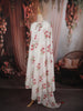 Off White Floral Printed Design Cotton Anarkali Salwar Suit with Dupatta