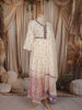 Off White Floral Printed Design Cotton Anarkali Salwar Suit with Dupatta