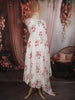 Off White Floral Printed Design Cotton Anarkali Salwar Suit with Dupatta