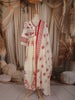 Off White Floral Printed Design Cotton Anarkali Salwar Suit with Dupatta