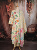 Off White Floral Printed Design Cotton Palazzo Suit with Dupatta