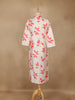 Off White Leaf Design Printed Cotton Kurti