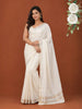 Off White Solid Woven Design Mysore Silk Saree with Paisley Border