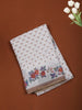 Off White and Light Brown Butta Printed Design Cotton Fancy Saree with Floral Border
