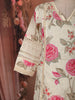 Off White and Pink Floral Printed Design Cotton Palazzo Suit with Dupatta