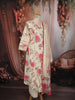 Off White and Pink Floral Printed Design Cotton Palazzo Suit with Dupatta