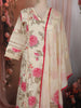 Off White and Pink Floral Printed Design Cotton Palazzo Suit with Dupatta