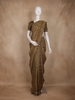 Olive Brown Floral Design Semi Tussar Saree With Embroidery Border
