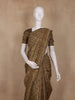 Olive Brown Floral Design Semi Tussar Saree With Embroidery Border