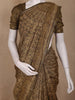 Olive Brown Floral Design Semi Tussar Saree With Embroidery Border