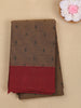 Olive Brown Paisley Butta Woven Design Cotton Saree with Contrast Border