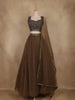 Olive Brown Sequins and Beads Embroidered Net Lehenga Set