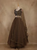 Olive Brown Sequins and Beads Embroidered Net Lehenga Set