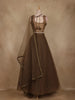 Olive Brown Sequins and Beads Embroidered Net Lehenga Set