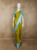 Olive Chartreuse Green Butta Zari Woven Design Pure Kanchipuram Silk Saree with Contrast Zari Border