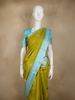 Olive Chartreuse Green Butta Zari Woven Design Pure Kanchipuram Silk Saree with Contrast Zari Border