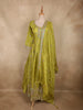 Olive Chartreuse Green Floral Sequins and Beads Embroidered Design Satin Partywear Gown with Dupatta