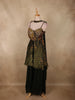 Olive Forest Green Sequins and Beads Embroidered Design Tissue Palazzo Suit with Dupatta