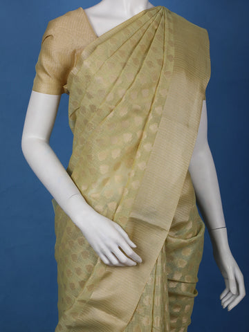 Olive Gold Floral Design Semi Tissue Saree - Diadem