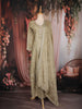 Olive Gold Floral Embroidered Georgette Palazzo Suit with Dupatta