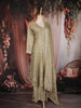 Olive Gold Floral Embroidered Georgette Palazzo Suit with Dupatta