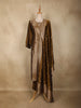 Olive Gold Zari Woven Design Silk Straight Suit with Dupatta