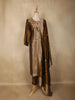 Olive Gold Zari Woven Design Silk Straight Suit with Dupatta