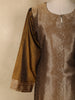 Olive Gold Zari Woven Design Silk Straight Suit with Dupatta