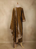 Olive Gold Zari Woven Design Silk Straight Suit with Dupatta