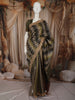 Olive Green Abstract Ikat-inspired Woven Design Pure Tussar Saree with Contrast Zari Border